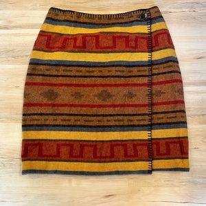 Vintage The Limited Southwestern Print Wool Blend Mini Skirt/ Wrap Skirt